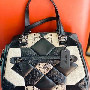 Coach Patchwork Satchel Black Leather/Suede